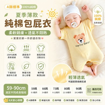 嬰兒莫代爾連身衣 夏季短袖哈衣 男女寶寶薄款連體衣 嬰幼兒可愛夏裝 寶寶家居服 爬爬服 睡衣 新生兒夏裝