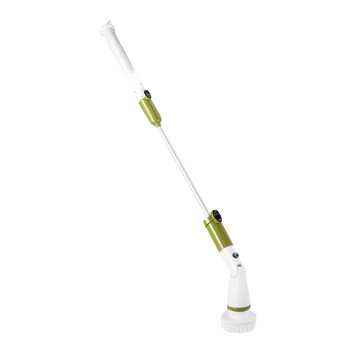 SingLife 9in1強力無線龍捲風充電動清潔彎頭刷  7刷頭海綿掛勾伸縮洗車浴室廁所磁磚馬桶刷拖把 K129  綠色/白色  1組