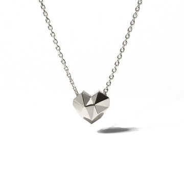 斜角心形項鍊 925純銀