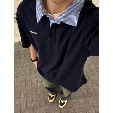 春夏新款 日系學院風短袖 M-3XL 落肩 oversize 刺繡設計 百搭 短袖上衣 男生短袖