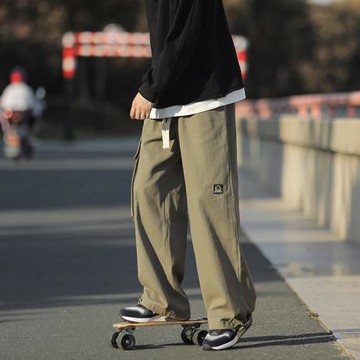 直筒工裝褲男日系復古cityboy褲子春秋季潮牌寬松闊腿褲休閑長褲