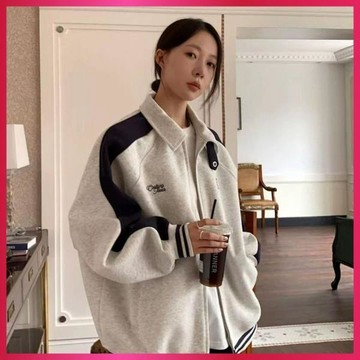 『ATC』秋季薄外套女小衆設計感百搭復古衛衣女秋冬2026新款薄款印花開衫拉鍊外套chic
