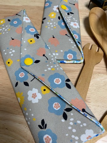 文青風環保純棉筷袋 夢裡花落 質感原胚  超優質卡其色 日本 潮