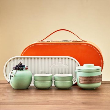 旅行茶具套裝戶外車載便攜式一壺四杯旅游快客杯公司商務禮品logo