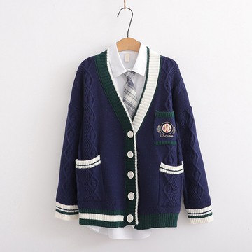 ＊ORead＊慵懶風提花開衫毛衣女+領帶長袖白襯衫兩件套裝(3色F碼)【限定加碼✿全館滿額再折】