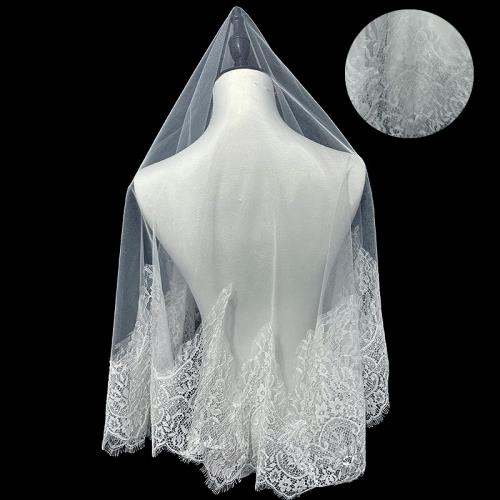 新娘結婚主婚紗頭紗超仙森系單層蕾絲頭紗領證登記拍照道具頭飾