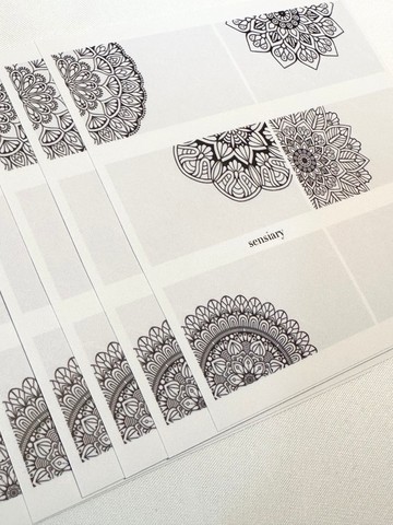 灰階曼陀羅票券貼紙 6入組