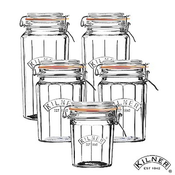 KILNER 復古風扣式密封貯存罐超值五入組