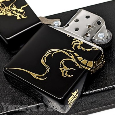 ZIPPO ジッポー ライター タトゥートライバル 龍 ２面彫り ブラック 和