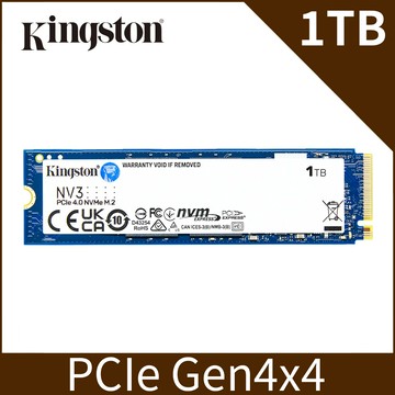 金士頓 Kingston NV3 1TB M.2 2280 NVMe SSD 固態硬碟 (SNV3S/1000G)