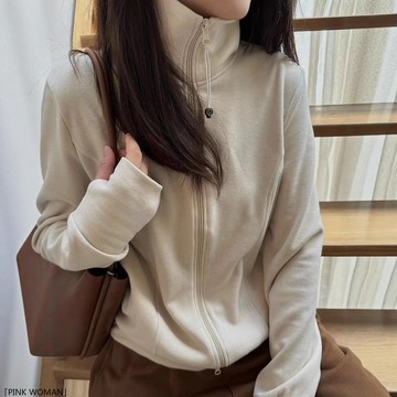 立領雙面德絨衛衣女年冬季軟糯寬鬆絨衫T恤保暖拉鍊開衫外套