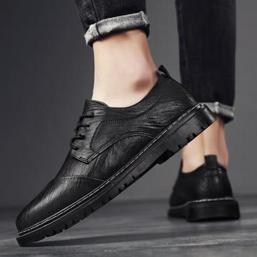 男鞋春季英倫百搭商務正裝休閑小皮鞋男士黑色商務西裝伴郎鞋防滑