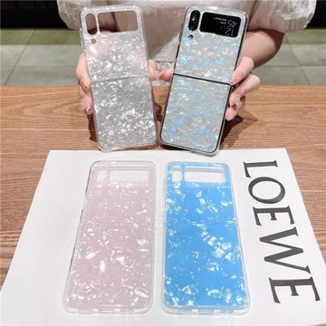 適用三星折疊屏zflip4/3手機殼透明貝殼紋三代Galaxy f7110保護套