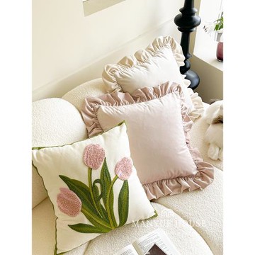 M.life 復古客廳少女心沙發抱枕靠墊床頭靠枕腰靠枕床頭靠墊含芯