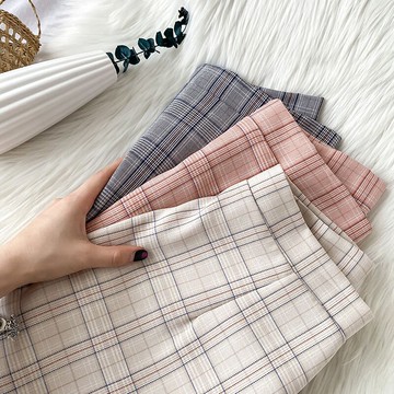 格子a字半身裙女春裝新款夏季學院風小個子高腰包臀短裙子