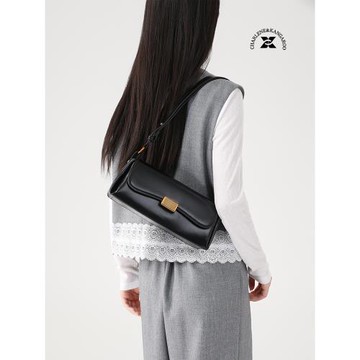 【新年禮物】原創小眾黑色腋下法棍包女春季新款高級感手提單肩包