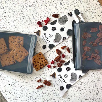 矽膠密封保鮮袋/小長形/10oz 淺灰