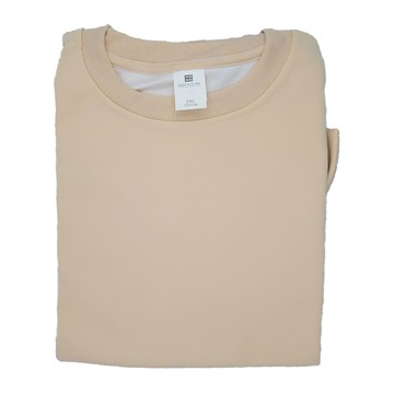 320G 純色圓領大學T - 男女同款厚磅落肩情侶大學T  均碼  杏色  1件