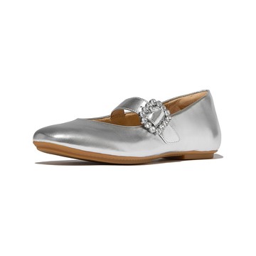 FitFlop DELICATO 水鑽扣環皮革瑪麗珍鞋-女(銀色)