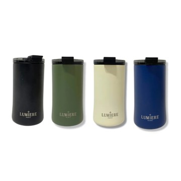 *【法國Lumiere】Glamor系列 隨行保溫杯 12oz(360ml)-復古奶油/寶石藍/鑽石黑/蒼翠綠