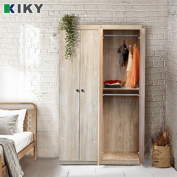 【KIKY 】愛美2尺衣櫃 台灣製造｜漂流木色 雙吊雙門 小衣櫥 收納櫃 宿舍 小空間衣櫃