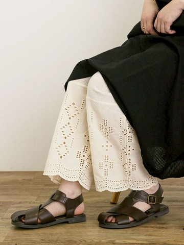 拼接簍空刺繡鬆緊腰長褲(0F000934210) - Samansa Mos2