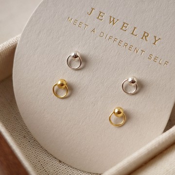 [全純銀.耳環]  低調的小圈圈 (金色/銀色)【UME】基本款 整隻純銀耳環 / S925純銀耳環