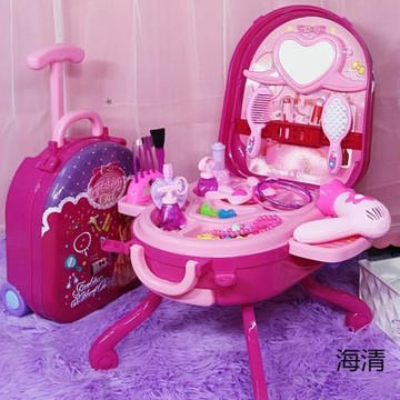 兒童過家家化妝品愛莎公主梳妝臺行李箱至歲女孩化妝拉桿箱玩具