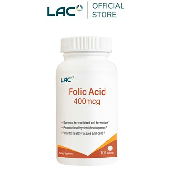 【LAC利維喜】葉酸400食品錠100錠(葉酸400mcg/孕養調理/維持好氣色/素食錠劑)