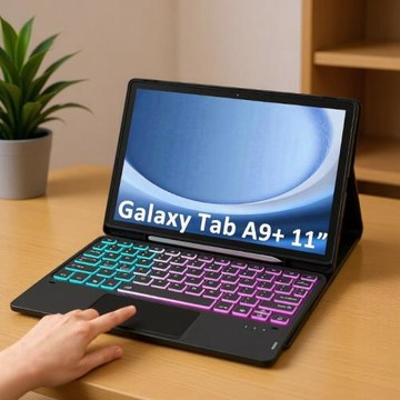 觸控藍牙鍵盤適用三星GalaxyA9Plus11寸平板保護套黑色觸摸板