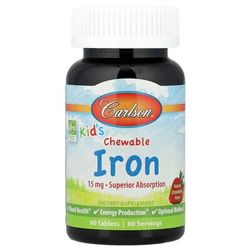 Carlson, 兒童咀嚼鐵，天然草莓味，15 毫克，60 片