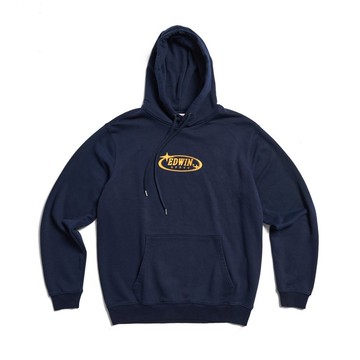 EDWIN 東京散策系列 EDWIN之星連帽長袖T恤-男女款 (丈青色)