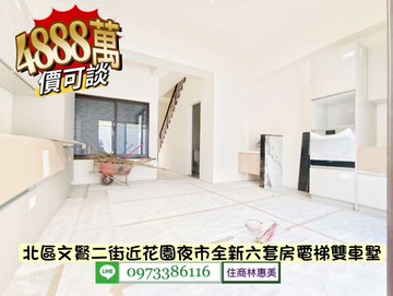 北區近花園夜市全新六套房電梯雙車墅/住商林惠美｜台南市北區文賢二街