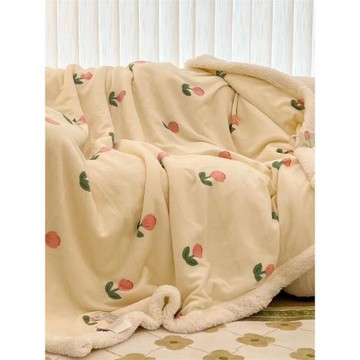 雙層羊羔絨毛毯被子秋冬牛奶絨蓋毯辦公室沙發午睡小毯子加厚保暖