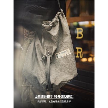馬登工裝美式復古大容量扎染帆布傘兵包手提單肩斜挎水桶包袋男女