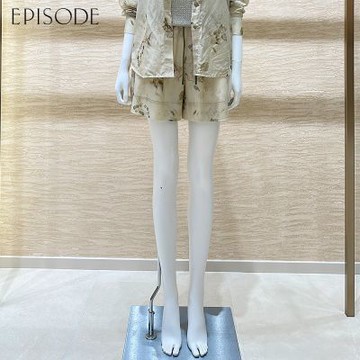 EPISODE - 蠶絲混紡清新印花鬆緊腰短褲E53211