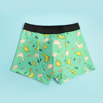 童趣恐龍舒活能量男童四角內褲(奶昔綠 童90-140)0.82遠紅外線 抗菌內褲 兒童內褲 吸濕排汗 數位印花
