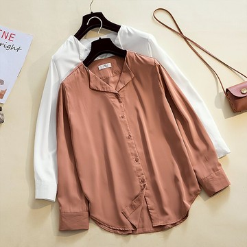 品牌折扣店商場專柜撤柜女裝尾貨清倉春季慵懶風長袖雪紡襯衫女潮