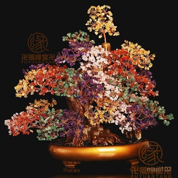 已開光過爐🙏水晶樹 招財 防小人 避邪 化煞 開運 【色彩斑斕】天然五彩水晶招財樹搖錢樹玄關酒櫃店鋪五色發財樹開業禮品