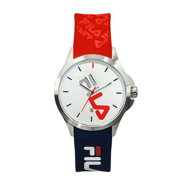 【FILA 斐樂】簡約LOGO造型手錶-經典紅藍/38-181-005