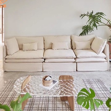 法式奶油風棉麻可拆洗沙發現代簡約家用客廳民宿單人雙三人位沙發[DD280108]