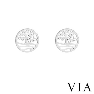 【VIA】植物系列 縷空圈圈生命樹造型白鋼耳釘 造型耳釘 鋼色