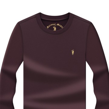 【新款熱賣】保羅本命年酒紅色春秋衛衣男式寬松套頭空氣尾長袖內搭體恤秋衣服