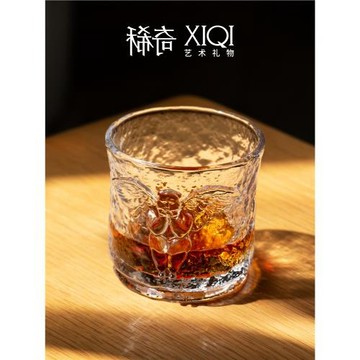 稀奇藝術女士威士忌杯玻璃杯天使浮雕玻璃洋酒水杯子禮盒裝