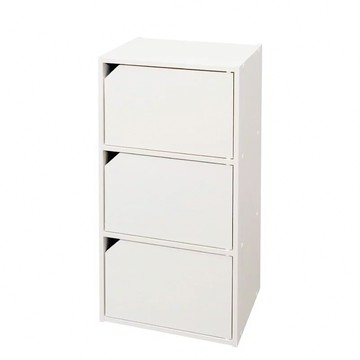 IRIS OHYAMA 愛麗思歐雅瑪 木質居家時尚附門三層櫃 MDB-3D*  灰白色  1個  36.6 x 29 x 73.2 cm