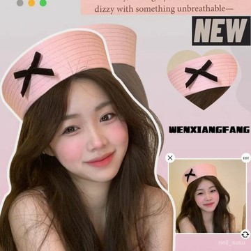 【限時特賣】帽子女 女生帽子 韓版百搭甜美貝雷帽少女蝴蝶結可愛粉色水手帽JK海軍帽子大頭圍