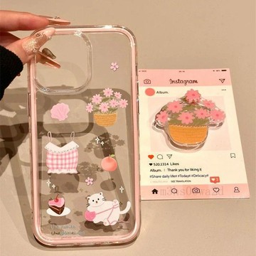 蛋糕白猫三合一 适用苹果iPhone14手机壳15Plus/16promax/13/12/11 防摔