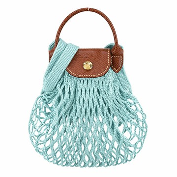 LONGCHAMP LE PLIAGE FILET系列網狀棉質兩用包（迷你/潟湖藍）_廠商直送