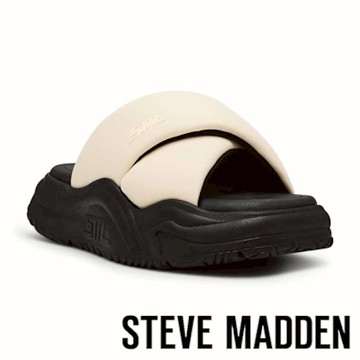 STEVE MADDEN-交叉寬帶厚底拖鞋 SPINNER-米色