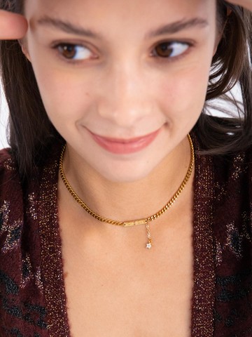 Logo Bar Drop Chain Choker Necklace